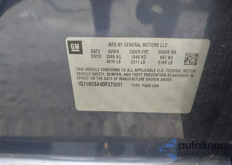 2013 Chevrolet Malibu Ltz from USA, damaged, VIN 1G11H5SA4DF270201